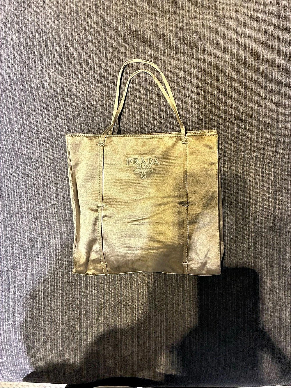 Prada champagne gold satin small evening bag